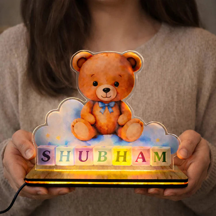 Personalized Teddy Bear Acrylic LED Night Lamp