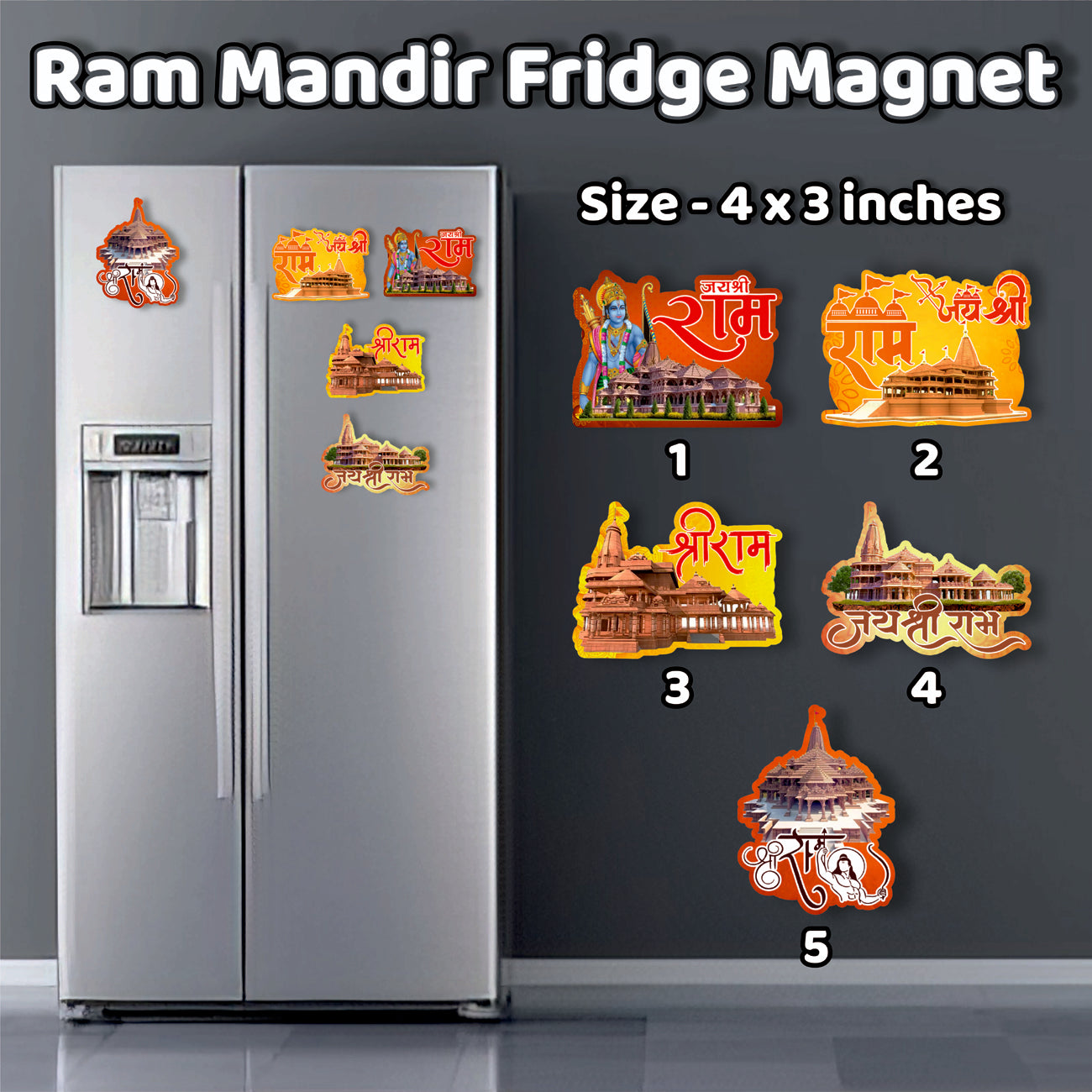 Divine Ram Mandir Acrylic Fridge Magnets