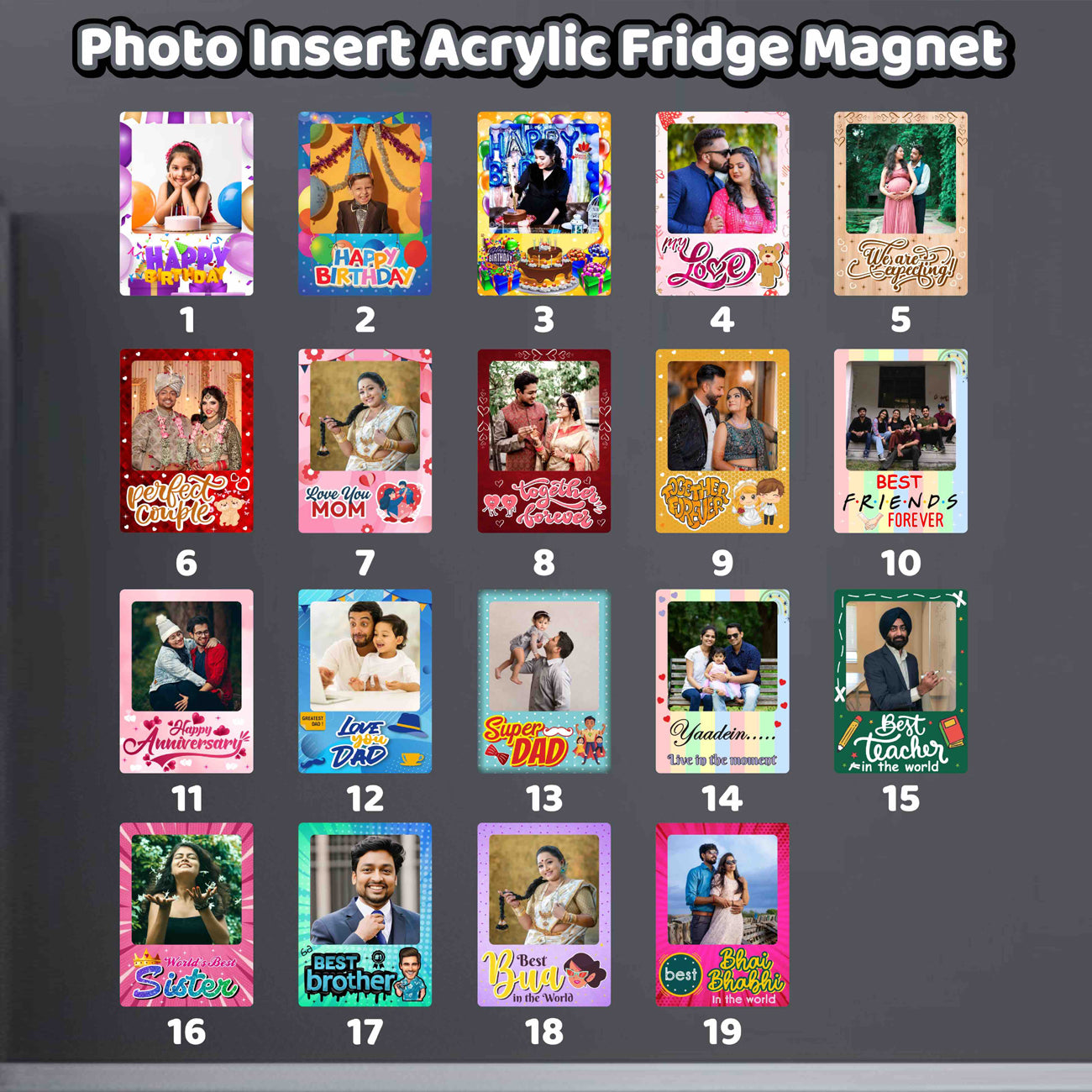 Themed Photo Insert Acrylic Fridge Magnets