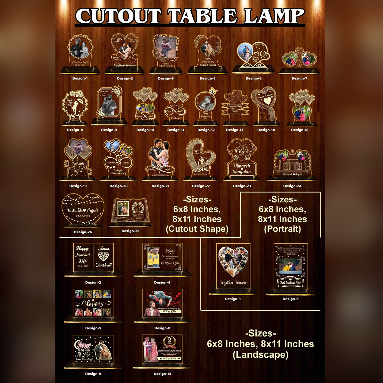 Personalized Acrylic LED Photo Cutout Table Lamp