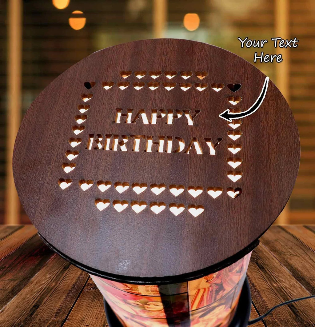 Personalized Wooden Photo Rotating Lamp
