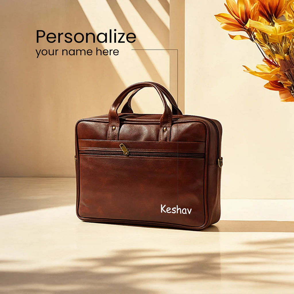 Executive Personalized Vegan Leather Laptop Briefcase