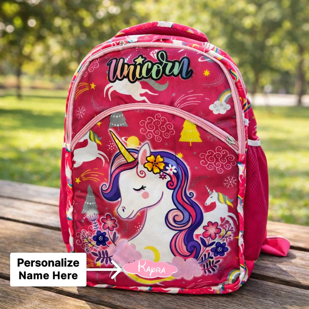 Enchanted Floral Unicorn Personalized School Backpack