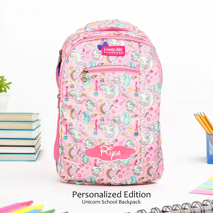 Unicorn Dreams Personalized School Backpack – Pink Edition