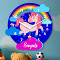 Enchanted Unicorn & Rainbow Personalized Kids' Wall Clock