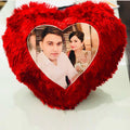 Personalized Red Fur Heart Cushion