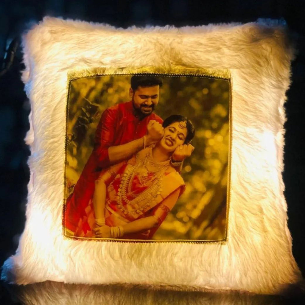 Personalized Square LED Fur Pillow
