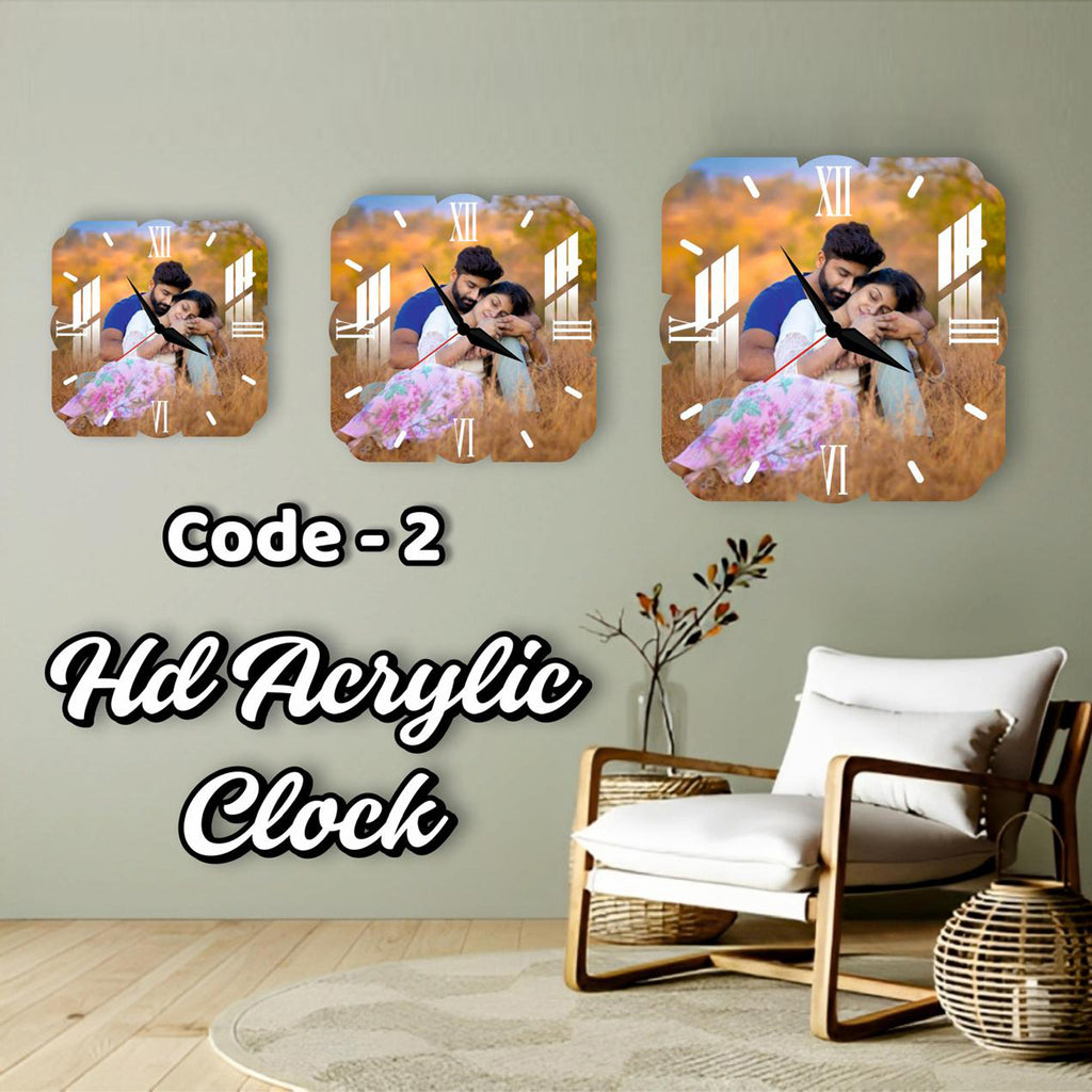 Scalloped Acrylic Personalized Photo Wall Clock