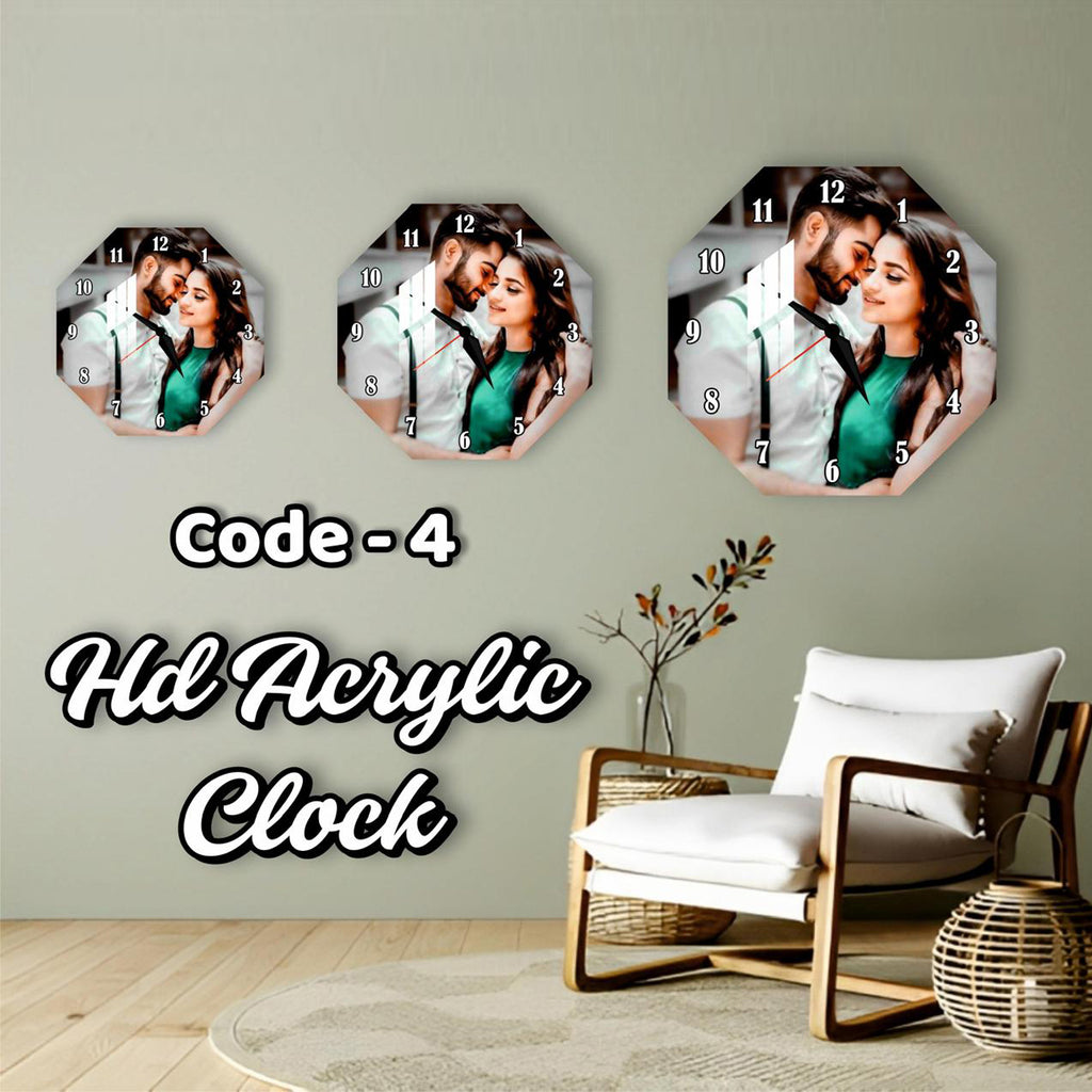 Octagonal Personalized Acrylic Photo Wall Clock