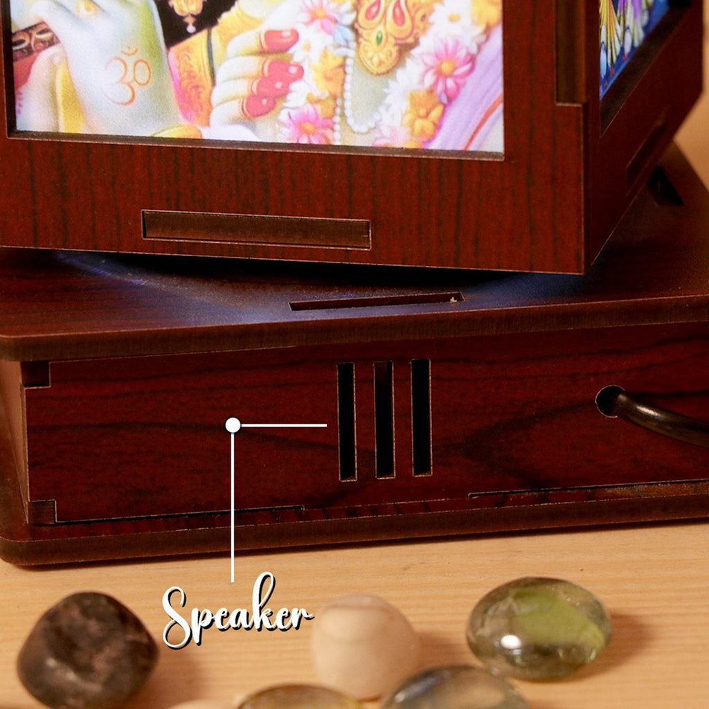 Wooden Rotating Table Lamp With Music Speaker