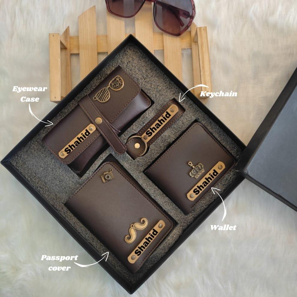 Personalized Men's 4-in-1 Premium Leather Gift Set