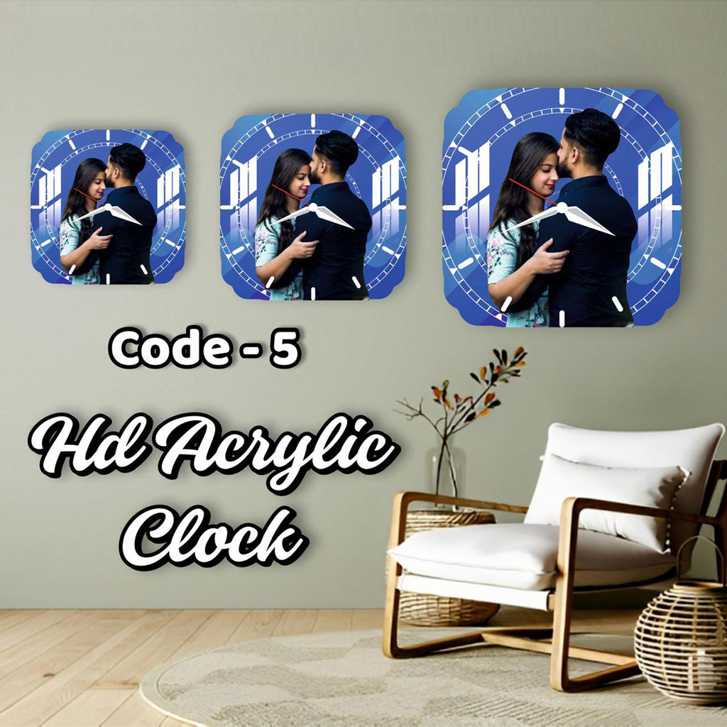 Customised Square Cut Acrylic Wall Clock