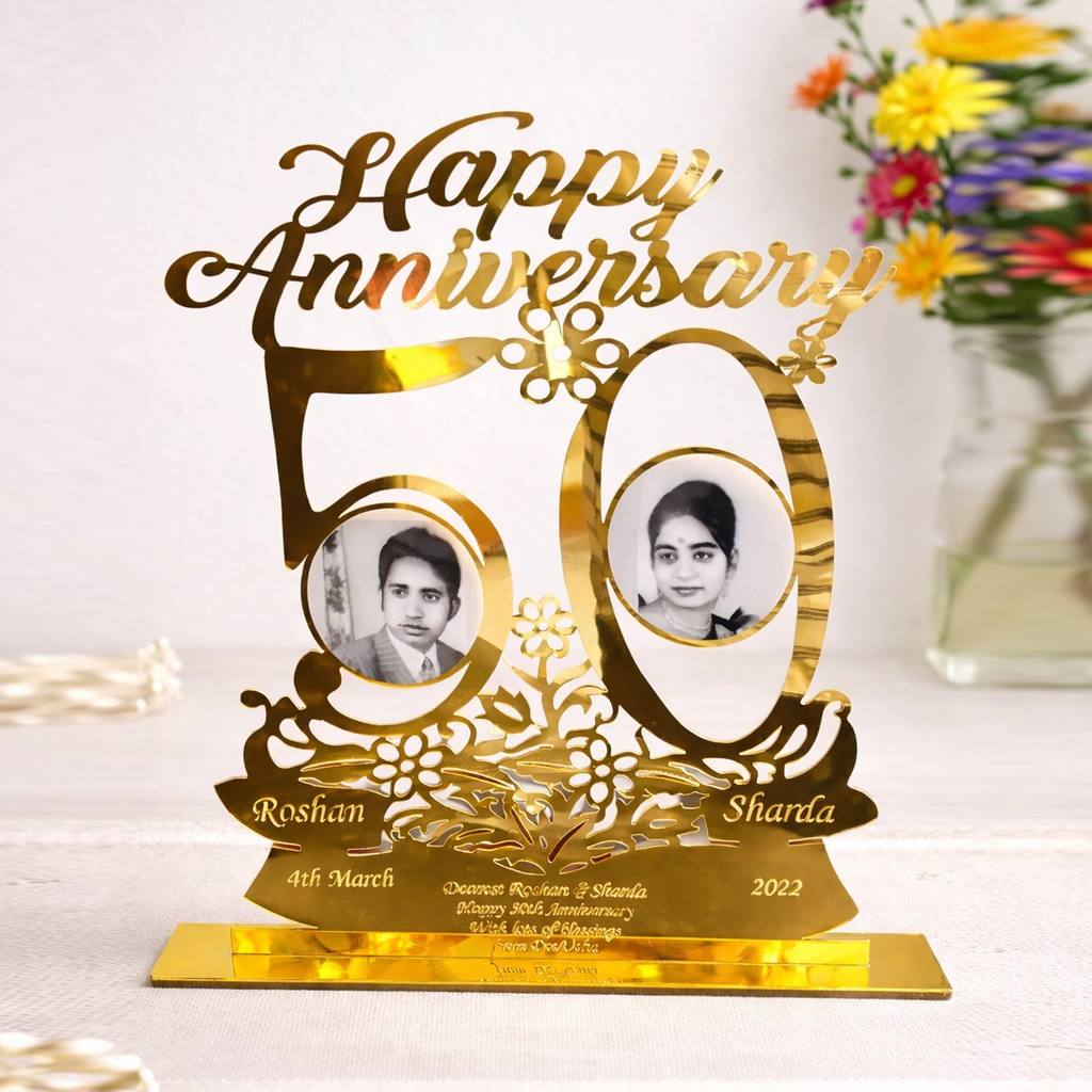 Customized Golden Acrylic 50th Anniversary Cutout