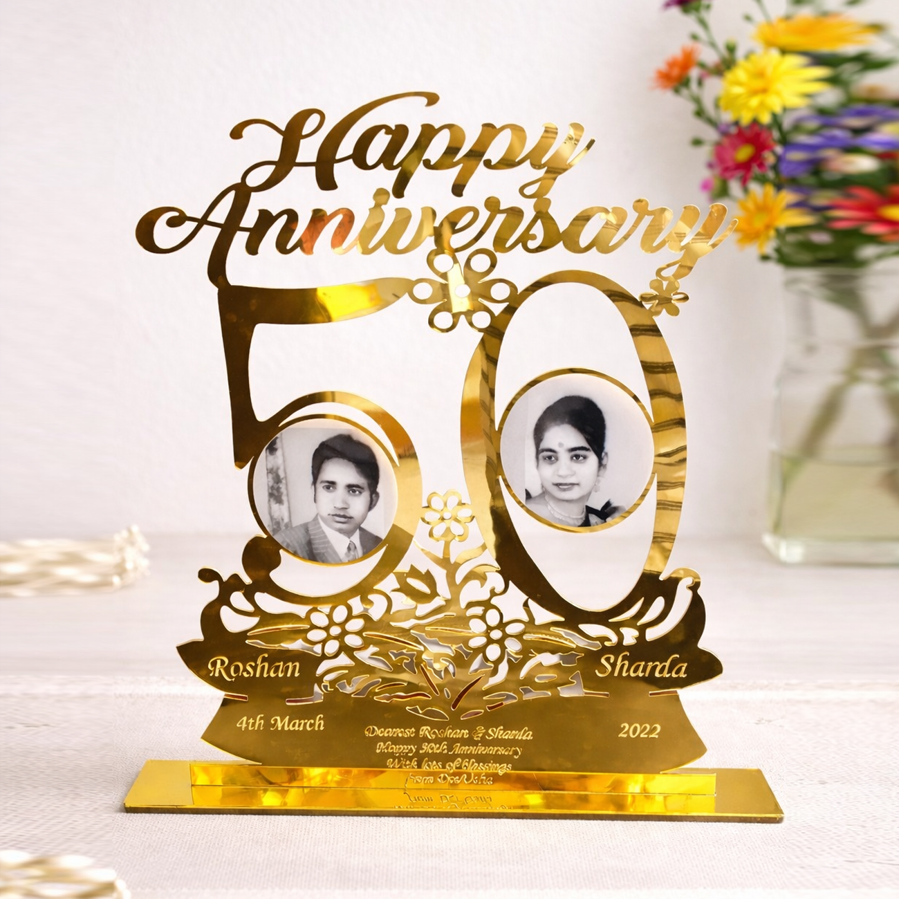 Customized Golden Acrylic 50th Anniversary Cutout
