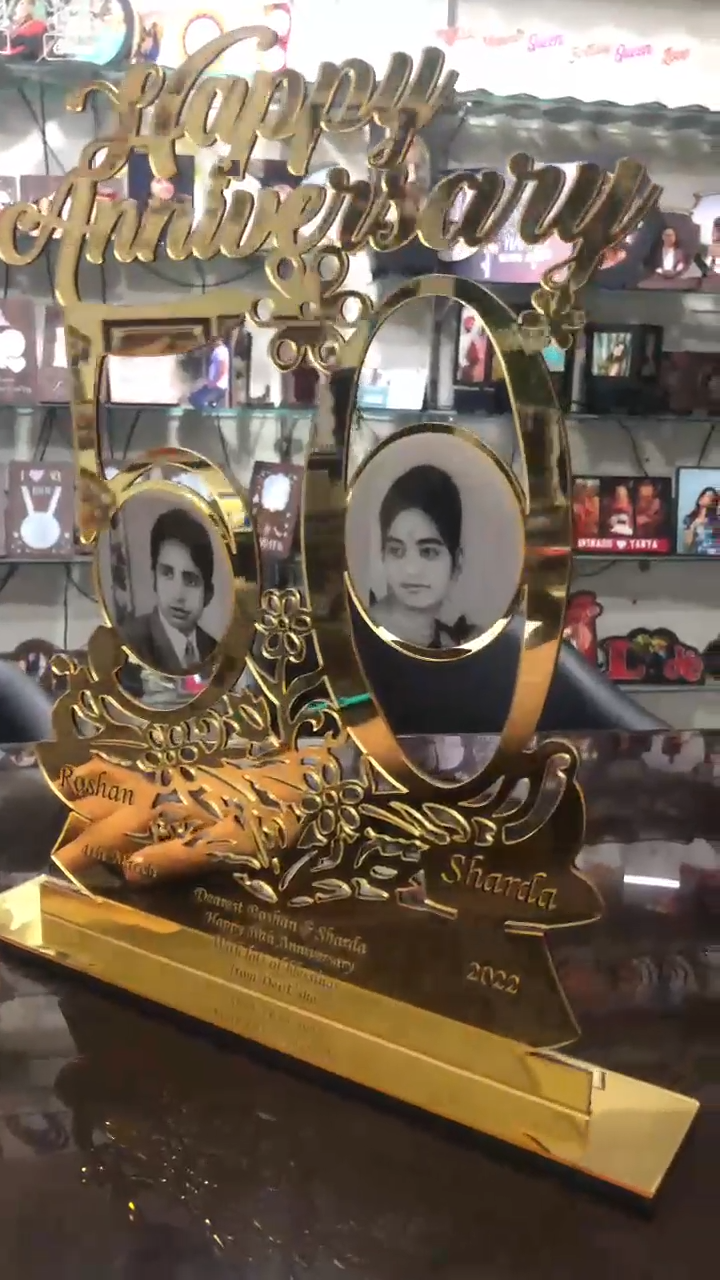 Customized Golden Acrylic 50th Anniversary Cutout